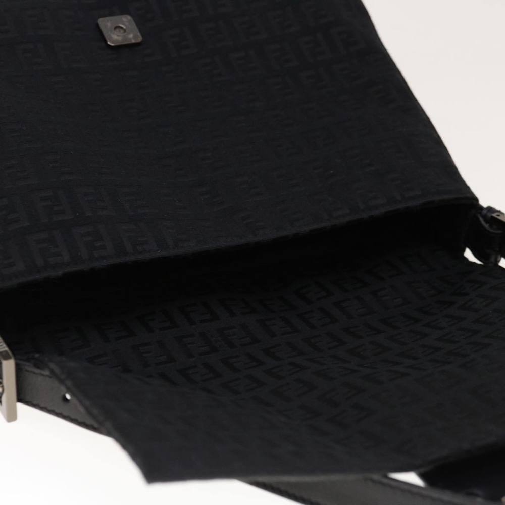 FENDI Zucchino Canvas Mamma Baguette Shoulder Bag Black Auth yk10291 - Picture 9 of 16